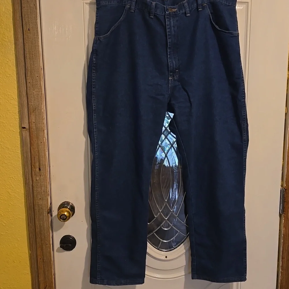 Wrangler Mens Authentic Blue Denim Jeans Regular Fit Size 44x30